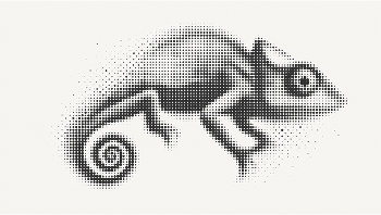 Halftone chameleon illustration